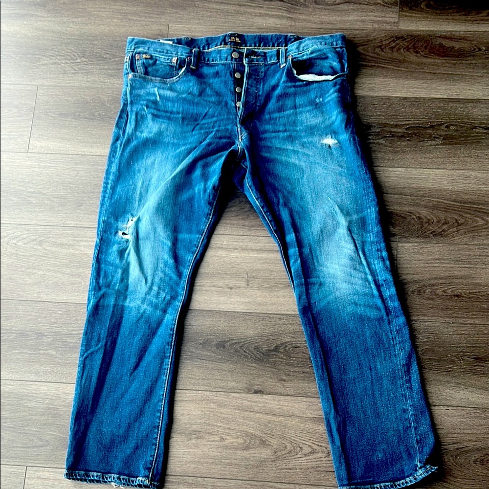 Ralph Lauren Polo Men's Straight distressed Blue Jeans 40/32